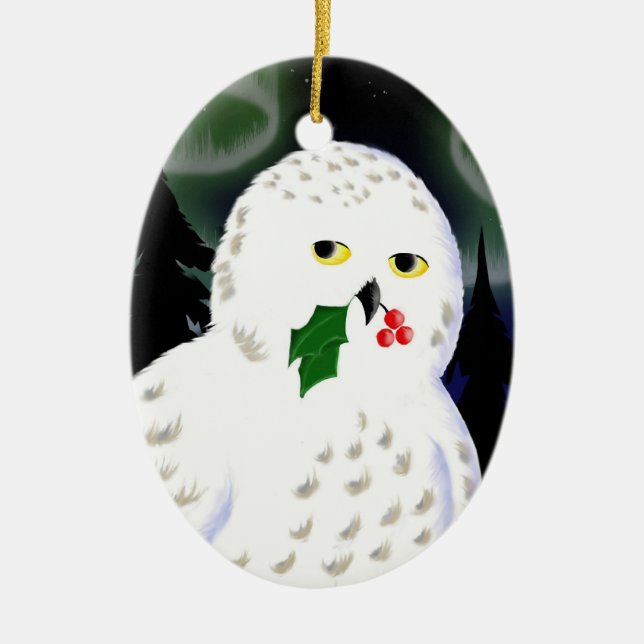 Ornament: Snowy Owl Ceramic Ornament (Front)