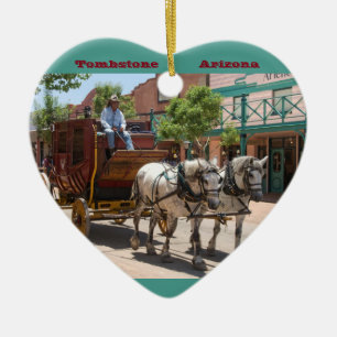 Ornament: Stagecoach Ride #3 (Heart Green) Ceramic Ornament