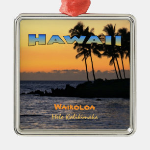 Ornament: Twilight At Waikoloa (Premium Square) Metal Ornament