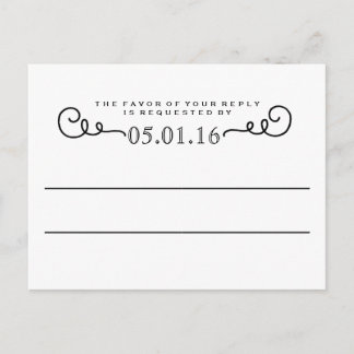 Ornament & Type Black and White RSVP Postcard