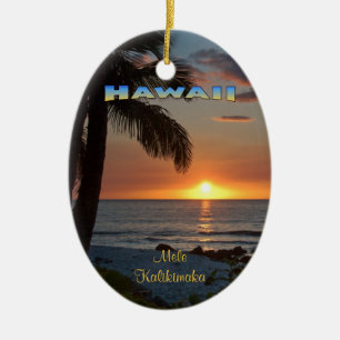 Ornament: Waikoloa Sunset #1 (Oval) Ceramic Ornament