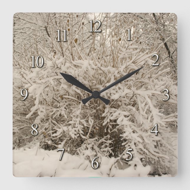ornament winter snow square wall clock (Front)