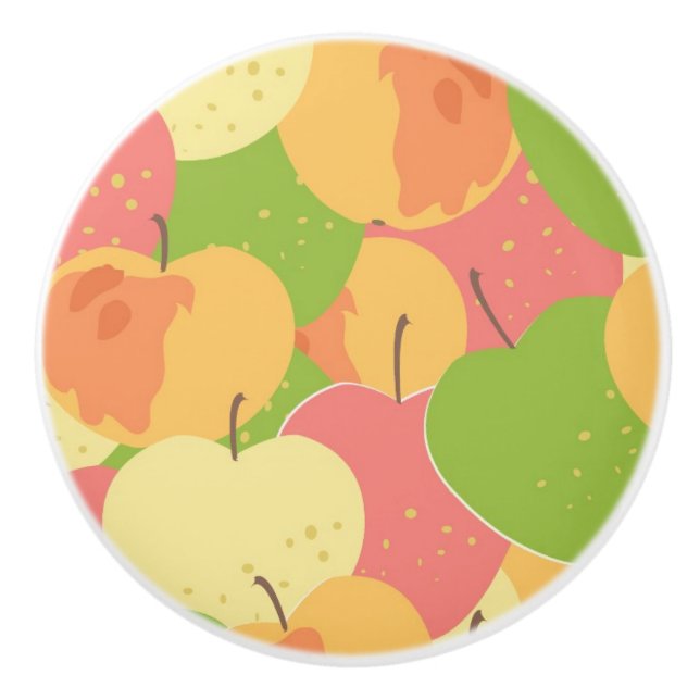 Ornament With Apples Ceramic Knob (Front)