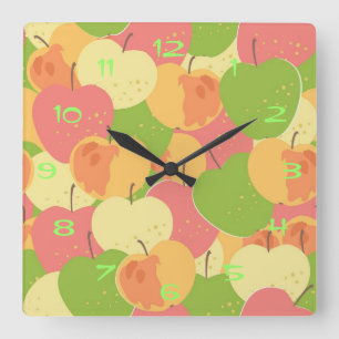 Ornament With Apples Square Wall Clock