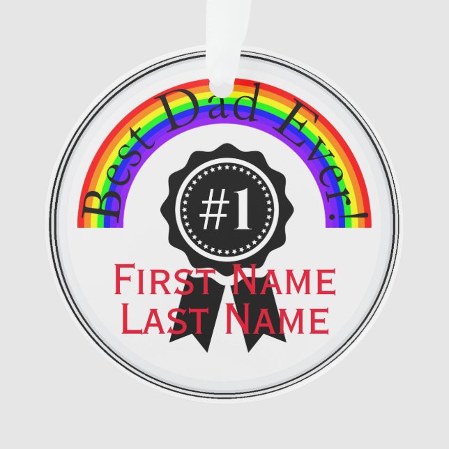 Ornament with Best Dad Ever Rainbow HAMbWG  (Front)