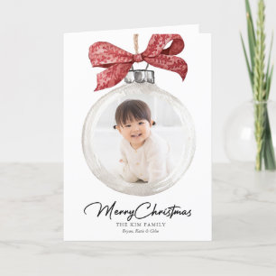 Ornament with Bow Photo Christmas Holiday Card