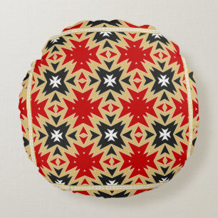 Ornament With Geometric Colourful Pattern,  Silk N Round Pillow