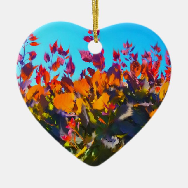 Ornament with picture of Fall leaves (Front)