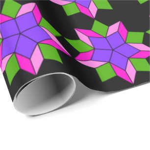 Ornament with violet flowers wrapping paper