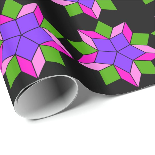 Ornament with violet flowers wrapping paper (Roll Corner)