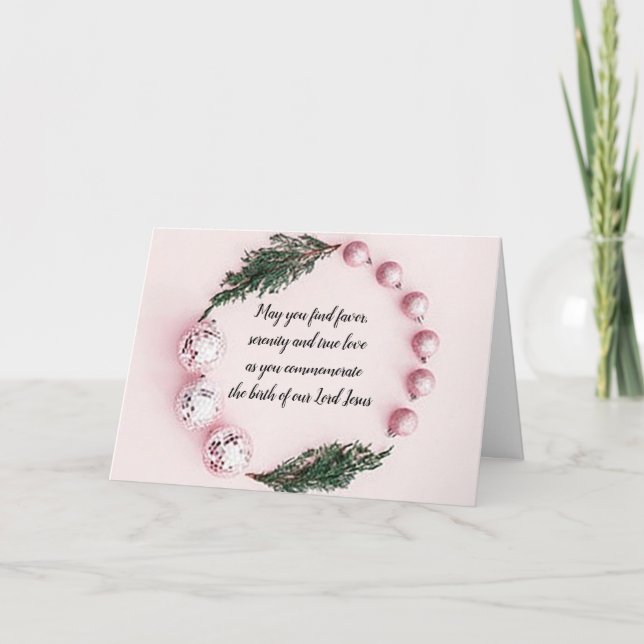 “Ornament Wreath” Christmas Greeting Card  (Front)