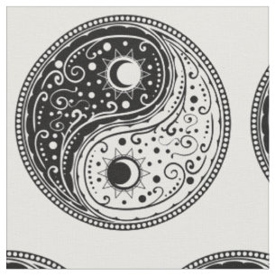 Ornament yin yang sign paisley design fabric