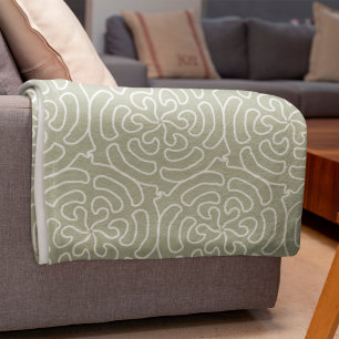 Ornamental abstract sage green pattern fleece blanket
