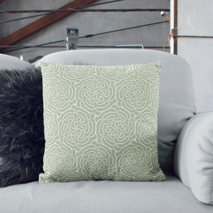 Ornamental abstract sage green pattern throw pillow