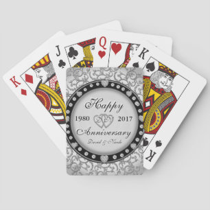 Ornamental Anniversary Custom Monogram Playing Cards