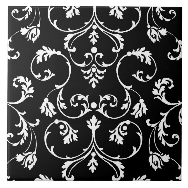 Ornamental black and white pattern tile (Front)