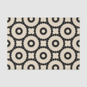 Ornamental Black & Beige Geometric Pattern Tissue Paper