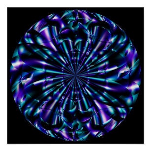 Ornamental   Blue and Purple Fractal Art Poster