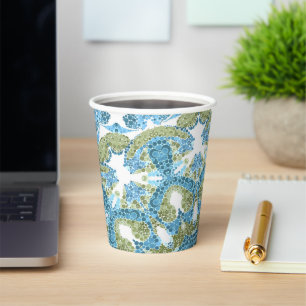 ornamental blue green white decor decoration paper cups