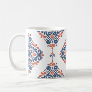 Ornamental Blue Orange: Vintage Seamless Coffee Mug