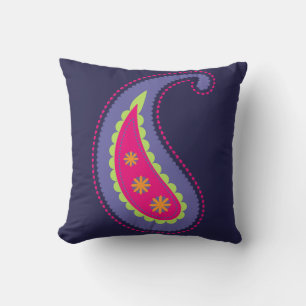 Ornamental Boho Floral Motif Throw Pillow