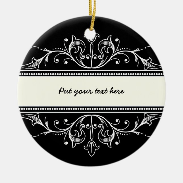 Ornamental border black white custom ornament (Front)