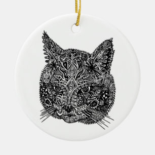 Ornamental Cat Head Ceramic Ornament