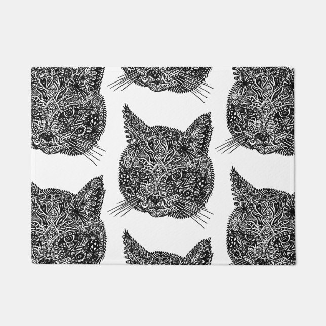 Ornamental Cat Head  Doormat (Front)