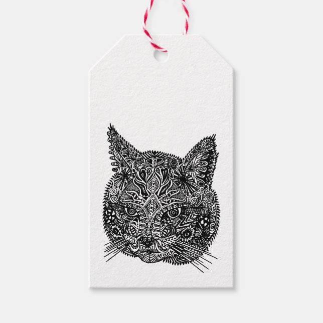 Ornamental Cat Head Gift Tags (Front)
