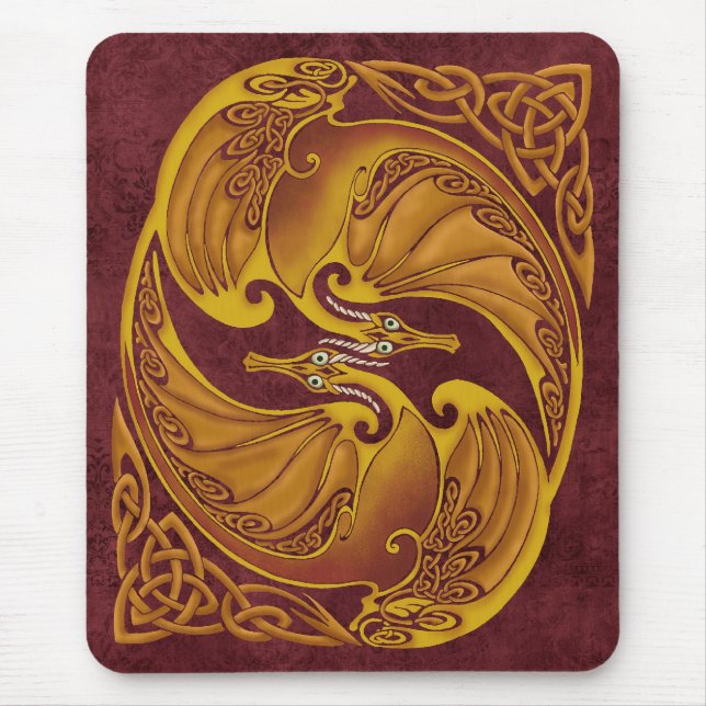 Ornamental Celtic Dragons Mouse Pad (Front)