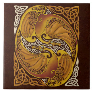 Ornamental Celtic Dragons Tile