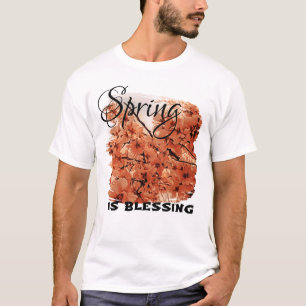 Ornamental Cherry Branches Orange Stylized T-Shirt