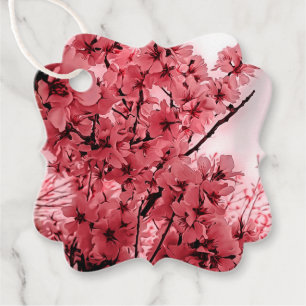 Ornamental Cherry Branches Pink Stylized Favour Tags