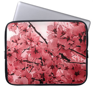 Ornamental Cherry Branches Pink Stylized Laptop Sleeve
