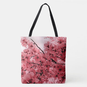 Ornamental Cherry Branches Pink Stylized Tote Bag