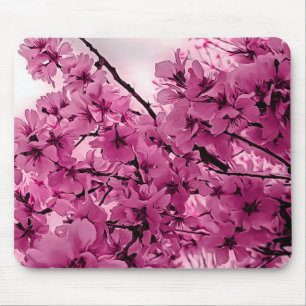 Ornamental Cherry Branches Purple Stylized Mouse Pad