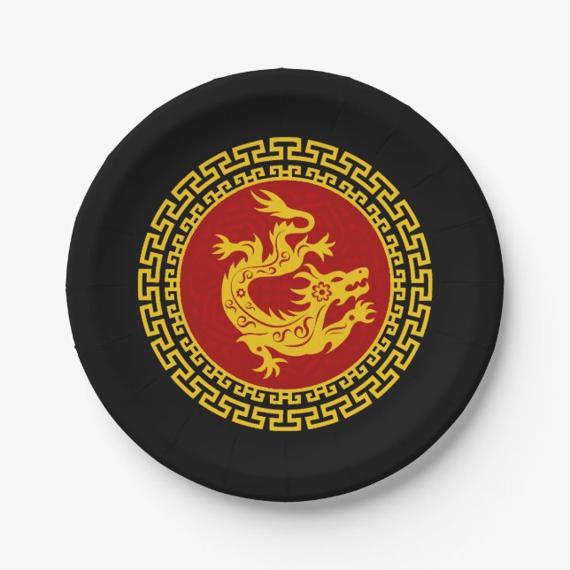 Ornamental Chinese New Year Dragon Paper Plate (Front)