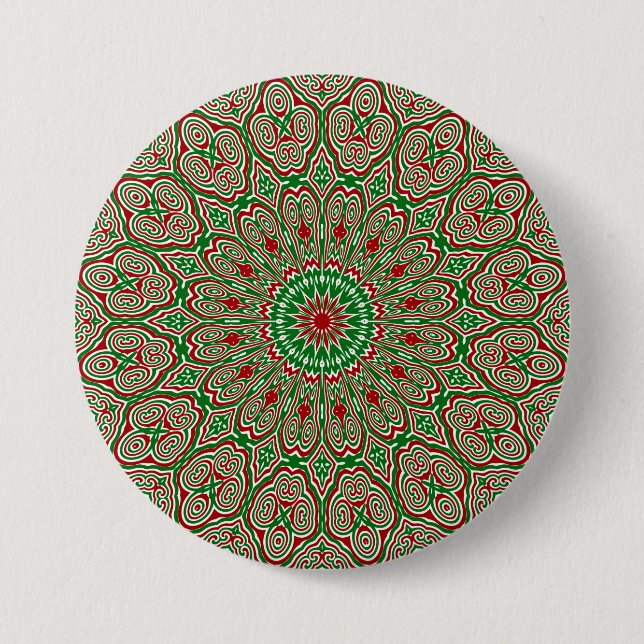 Ornamental Christmas Mandala 2 3 Inch Round Button (Front)