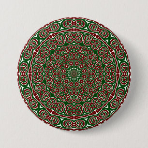 Ornamental Christmas Mandala 3 Inch Round Button