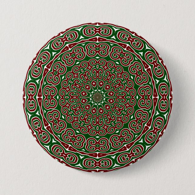Ornamental Christmas Mandala 3 Inch Round Button (Front)