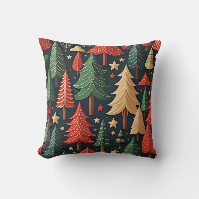 Ornamental Christmas Tree pattern Throw Pillow (Front)