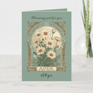 Ornamental Daisy Garden April Birth Month Flower Card