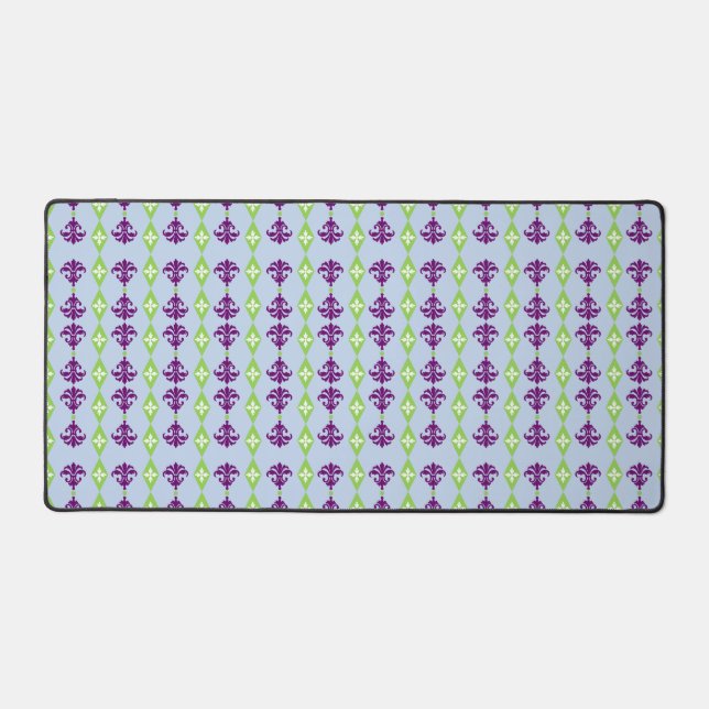 Ornamental Damask Stripe Desk Mat (Front)