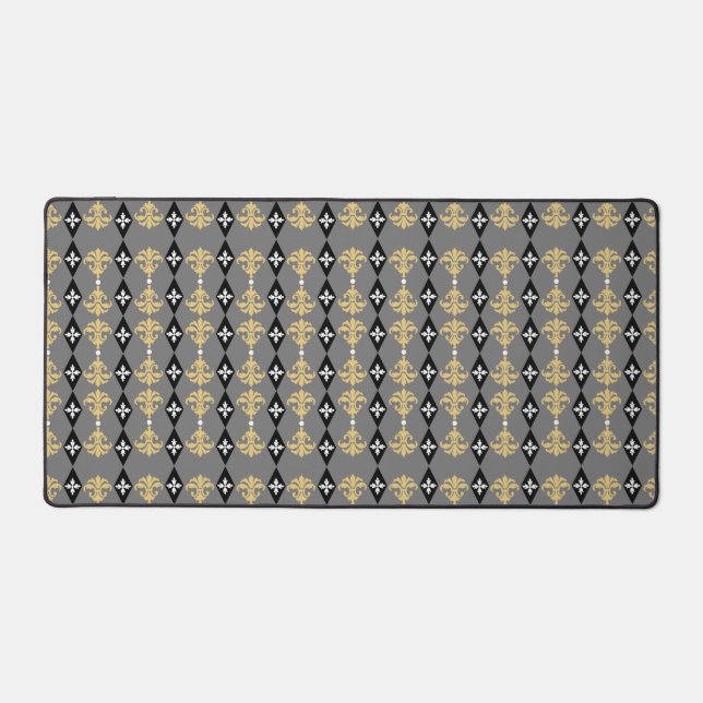 Ornamental Damask Stripe Desk Mat (Front)