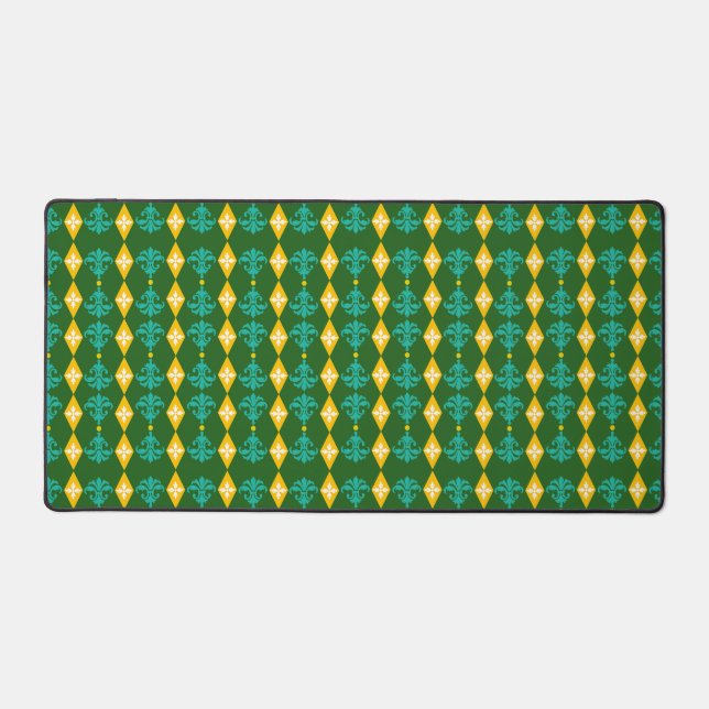 Ornamental Damask Stripe Desk Mat (Front)