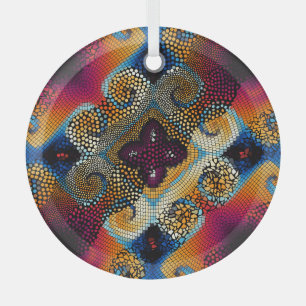 Ornamental Diagonal Waves: Mosaic Texture Glass Ornament