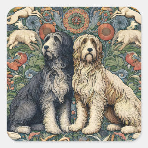 Ornamental Dogs Textile Art inspired by William Square Sticker