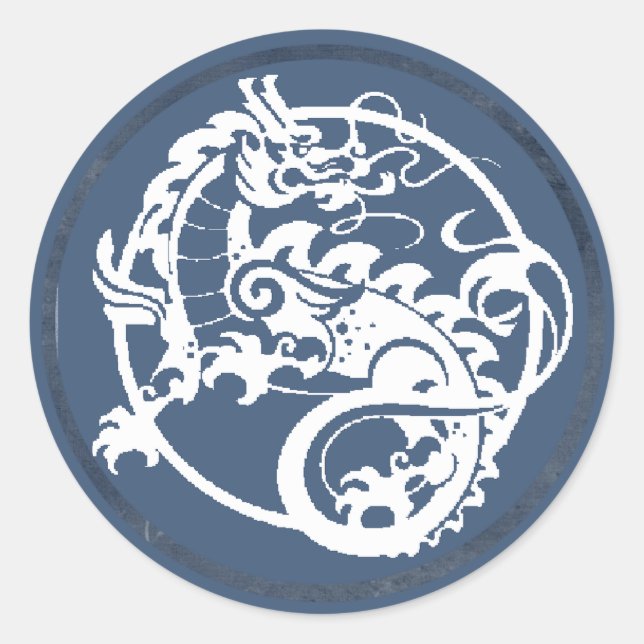Ornamental Dragon Classic Round Sticker (Front)