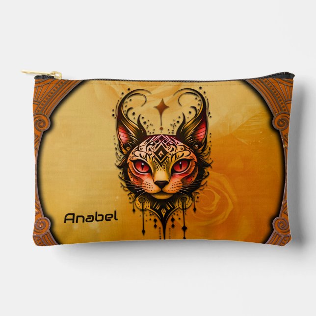 Ornamental elegance: A portrait of a cat Accessory Pouch (Front)