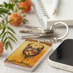 Ornamental elegance: A portrait of a cat.  Keychain